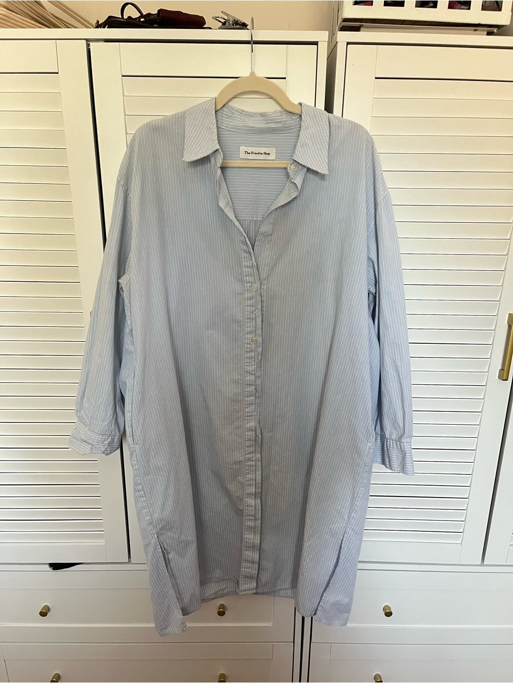 The Frankie Shop 100% Cotton Oversized Blouse Shirt L Tunic Classic Beach READ